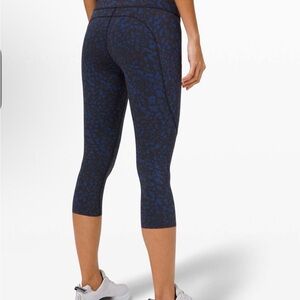87. lululemon Fast free crop wild thing Blue Leggings